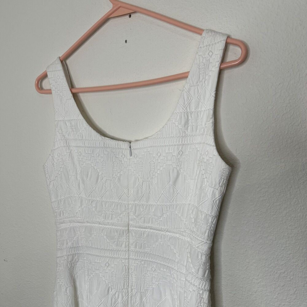 Nanette Lepore Womens Synthesizer Jacquard Scoop Neck A Line Dress White Size 2 - Picture 8 of 12